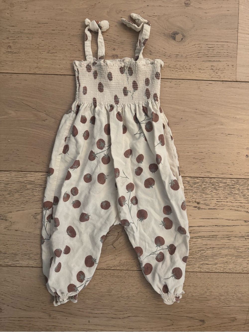 Rylee + Cru Cream Romper with Red Tomato Print Toddler Girl